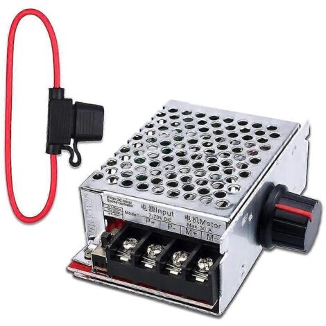 Contrôleur de vitesse pour moteur CC PWM 7-70 V 30 A, commande par interrupteur, 12 V, 24 V, 36 V, 48 V, avec fusible de 30 A