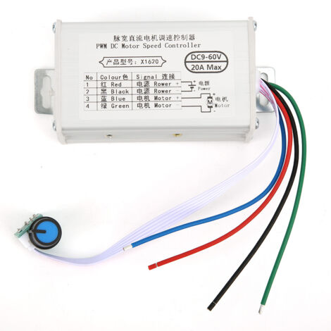Contrôleur de Vitesse PWM pour Moteur à Courant Continu 9-60V, Réglable 10A/20A/30A