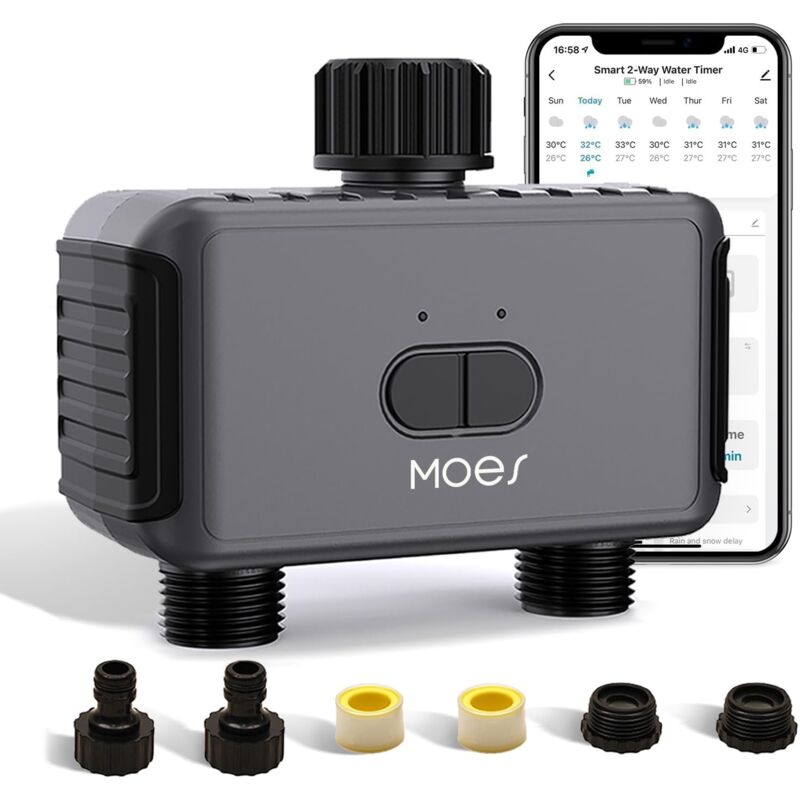 Contrôleur d'eau Intelligent pour Alexa, Google Home, Irrigation Automatique, avec horaire, Facile à Utiliser, Accès à Distance, sans Pont, BLE