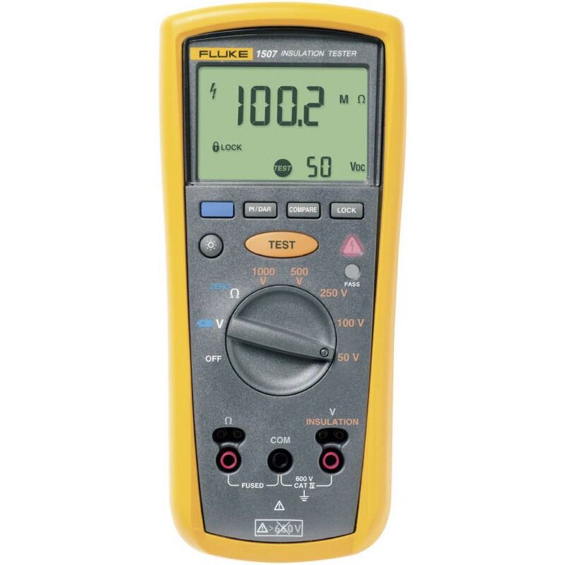 Fluke - Appareil de mesure de l'isolation 1507 50 v, 100 v, 250 v, 500 v, 1000 v 10 gω