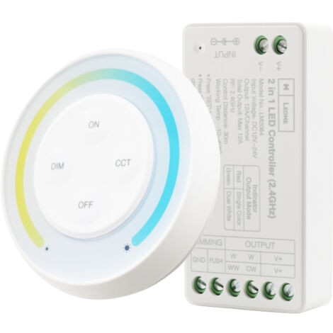 Contrôleur Gradateur Monocolor+CCT 12/24V DC + Télécommande RF - Ledme - LM2084