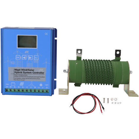 Contrôleur hybride solaire éolien 12V/24V – Écran LCD – Technologie MPPT – Puissance éolienne 600W – Pour centrale de stockage d'énergie