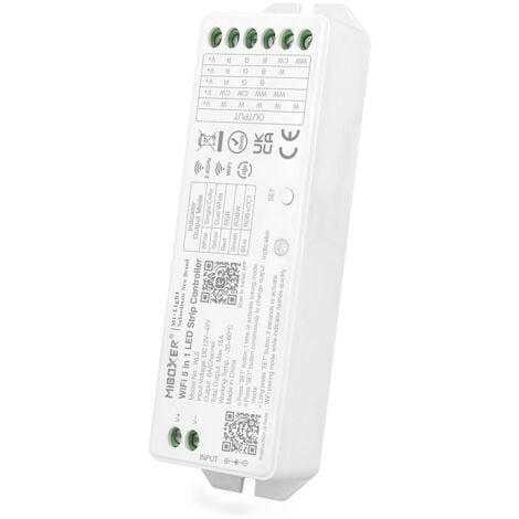 Controleur LED Haut de Gamme Wifi 5 en 1 RGB / RGBW / RGB / CCT DC12-48V 6A/Ch RF 2,4G / Alexa / Google Asisstant WL5