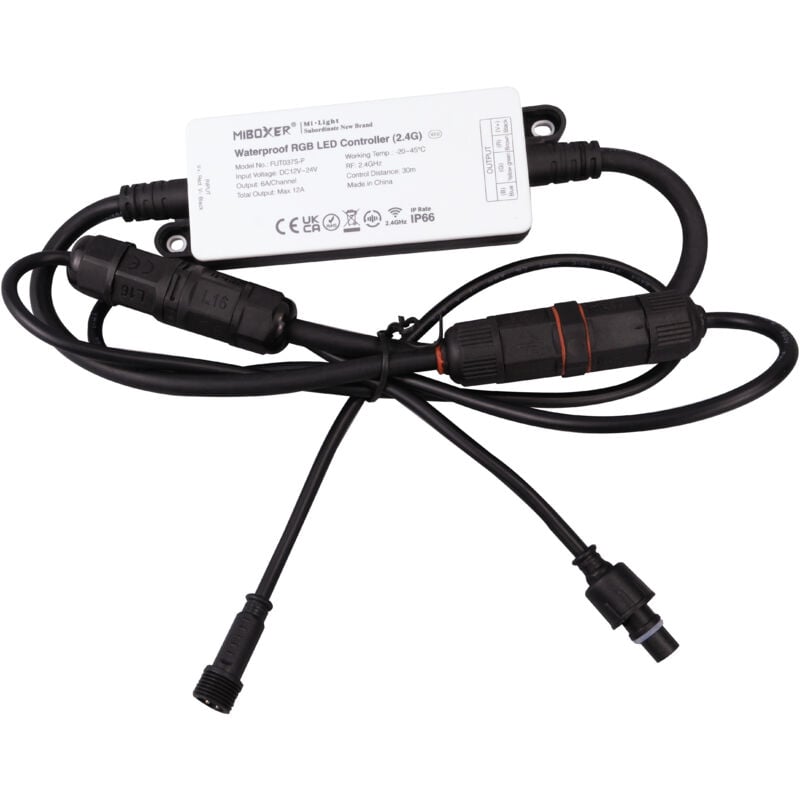 Contrôleur led Radiofréquence rgb étanche IP67 DC12V avec connexion 4 pins