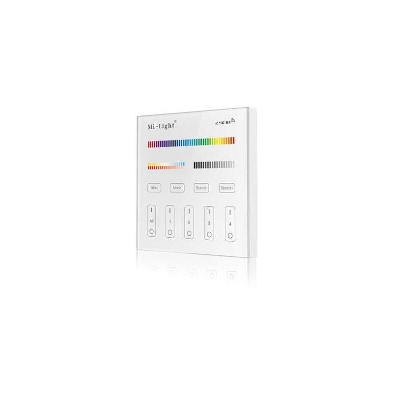 Télécommande Tactile Murale Dimmable RadioFréquence Sans Fil 4 Zones T4 Blanc - rgb+cct