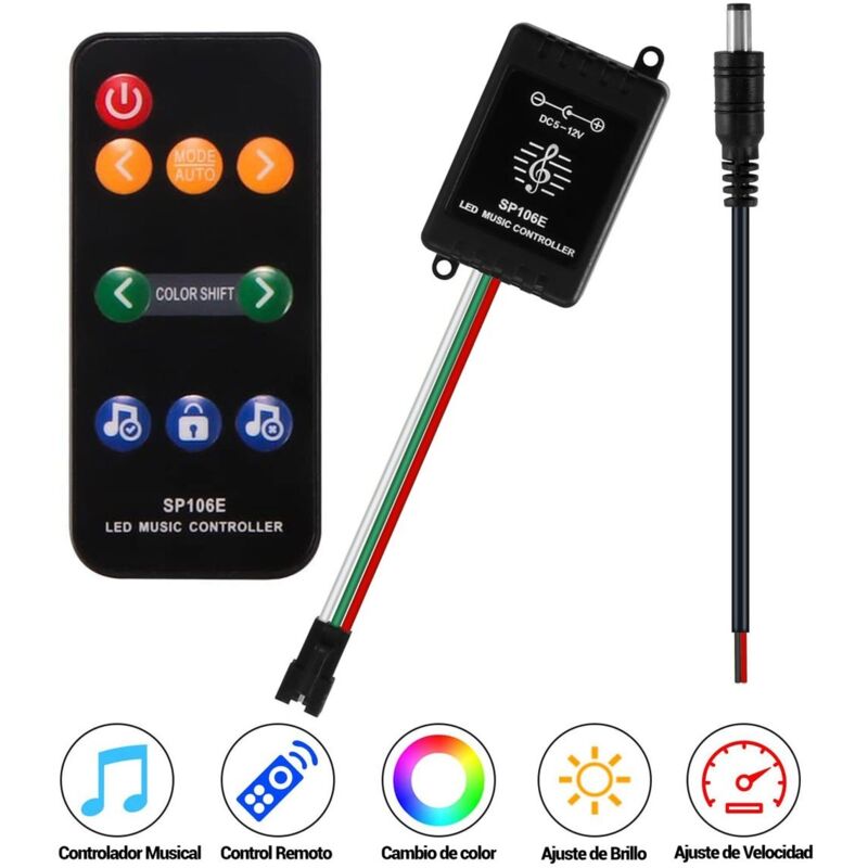 Contrôleur musical LED IC Pixel RGB/RGBW avec télécommande -