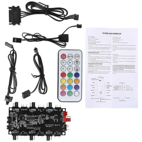 Contrôleur sans fil Hub 2 en 1 pour ventilateurs PWM et LED ARGB, séparateur multi-voies 1 à 8