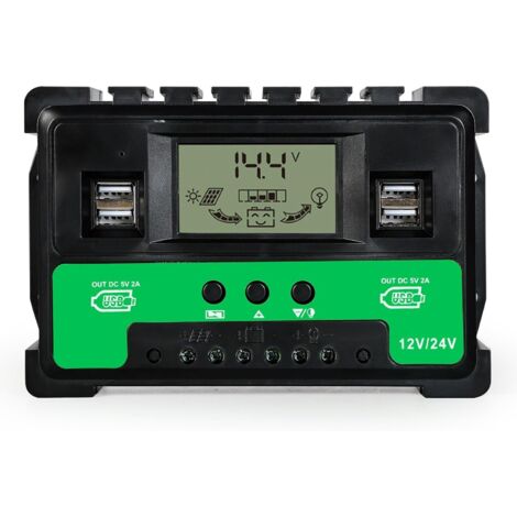 Contrôleur Solaire MPPT 40A avec 4 Ports USB – Régulateur Batterie 12V/24V, Compatible Plomb, Gel, Lithium