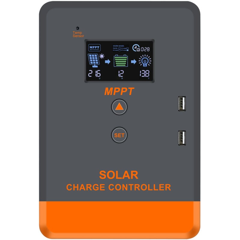 Contrôleur solaire mppt de tension automatique 12 volts/24 volts Régulateur de panneau solaire Contrôleur solaire à écran lcd avec rétroéclairage