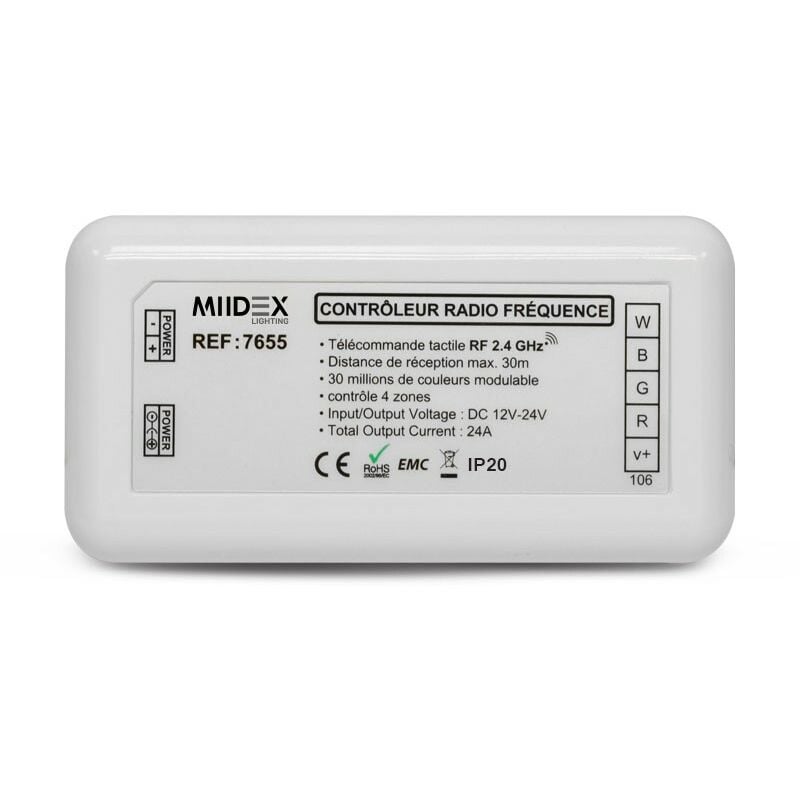 Contrôleur rgbw 12-24V rf Miidex Lighting®