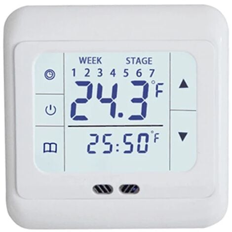 Contrôleur Température Tactile LCD Blanc AC 220V - Thermostat Numérique