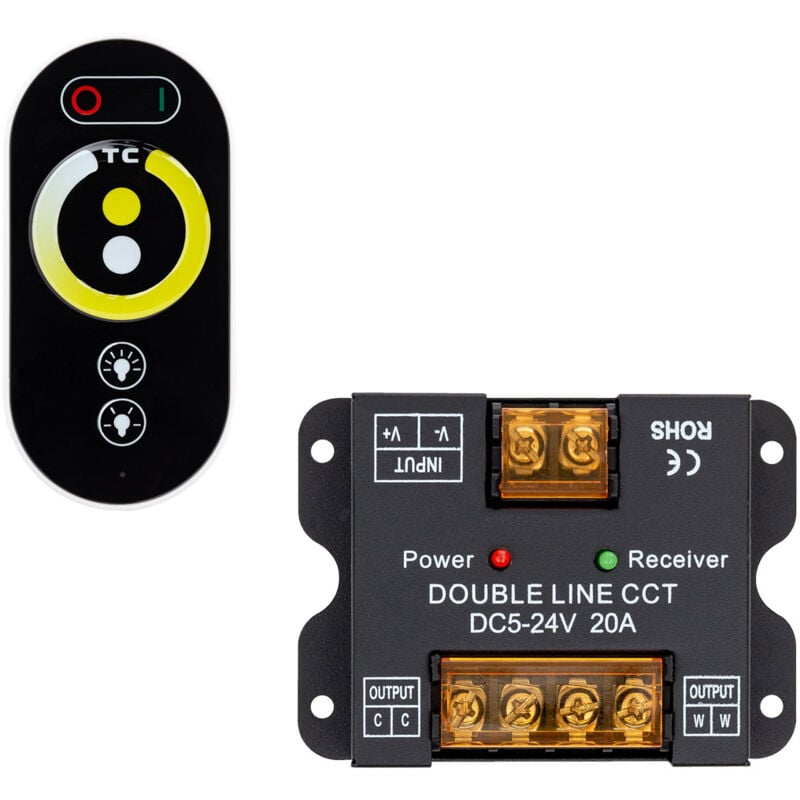 Contrôleur Variateur 24V DC + Télécommande RF Par Dim To Warm Sélectionnable (chaud-neutre)