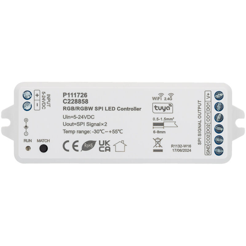 Contrôleur Variateur Ruban led rgb/rgbw Digital spi compatible avec WiFi et Télécommande rf rgbwic