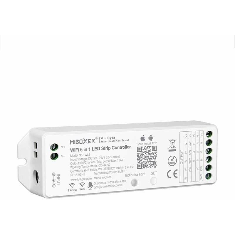Mi Light - Contrôleur de bande led 5in1 12v/24v 15amax 2,4ghz Wl5
