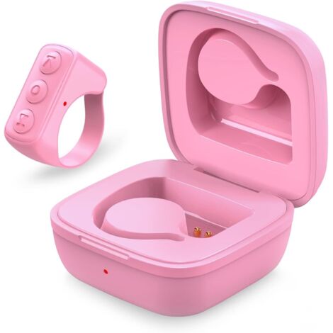 Controller Bluetooth ricaricabile con design ad anello e custodia di ricarica, compatibile con iPhone e telefoni Android (rosa)
