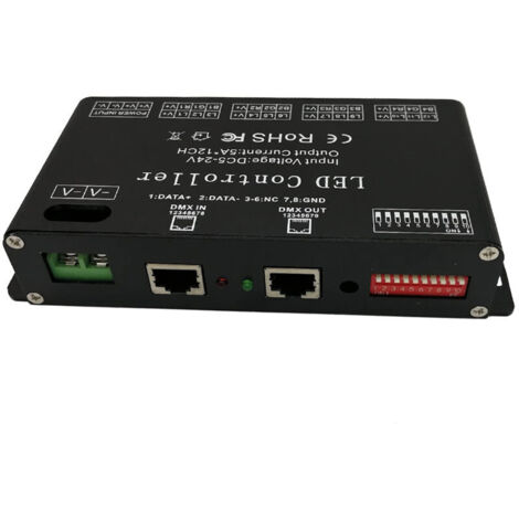 Controller decoder LED RGB a 12 canali, 60A PWM, DMX512, dimmer per strisce e moduli LED, DC 12V-24V