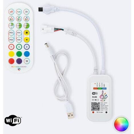 EFECTOLED Controller Dimmer Tuya WiFi LED-Streifen RGB Digital SPI 5-24V DC mit IR Fernbedienung RGB