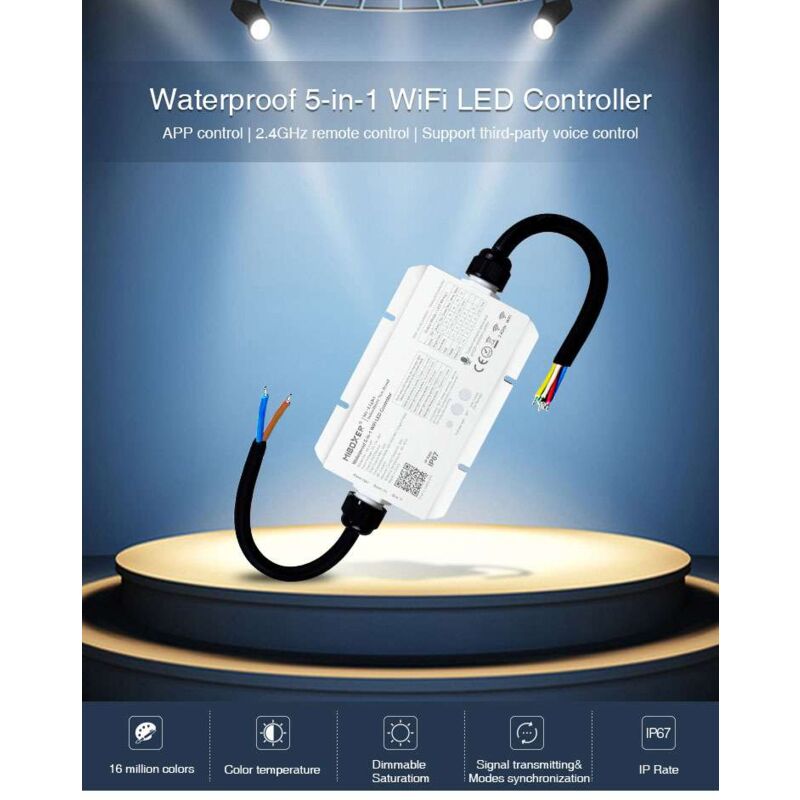 Image of Mi-light - Controller led Wifi cct rgb rgbw rgbcct IP67 impermeabile 5 in 1 DC12-36V