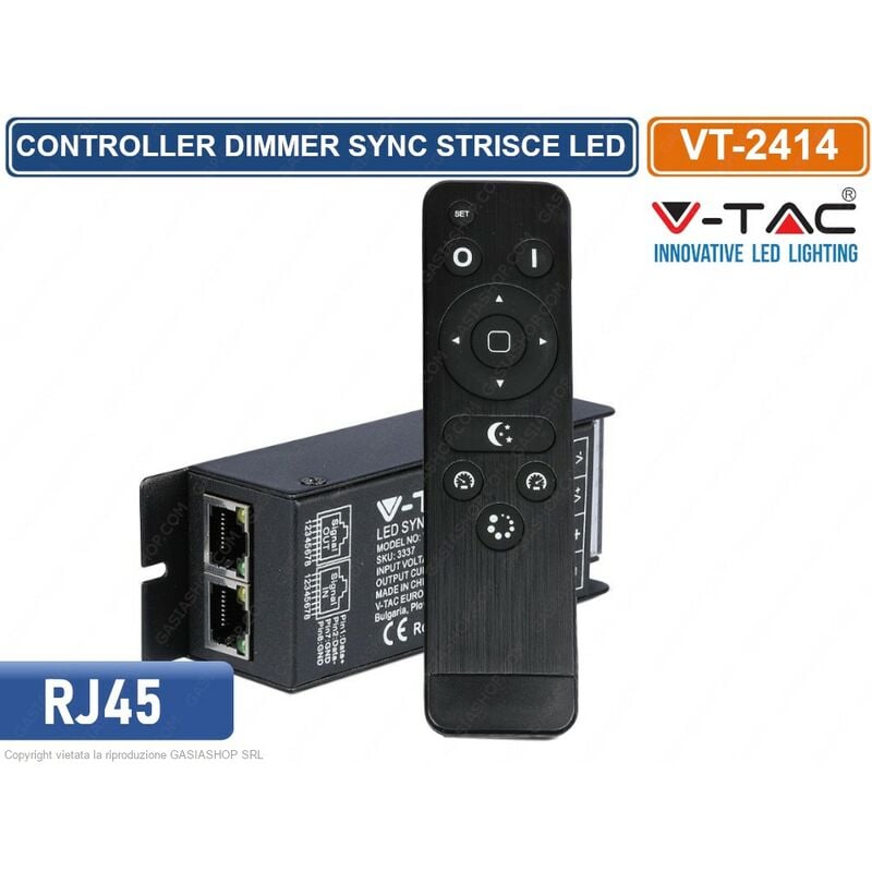 Image of VT-2414 controller dimmer sync connesione RJ45 per strisce led con telecomando - sku 3337 - V-tac