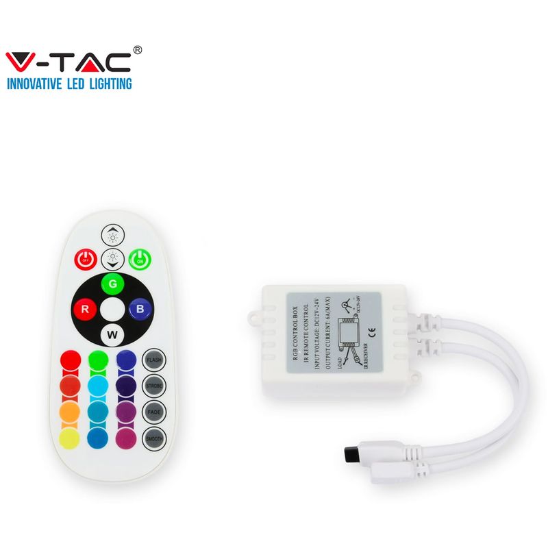 Image of V-tac - controller per strisce led rgb con telecomando 24 tasti sku 3625 VT-2472
