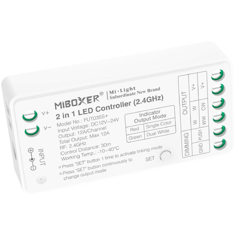 Image of Controller LED monocolore/CCT 12/24V DC MiBoxer FUT035S+ Compatibile con pulsante 75 mm - 75 mm