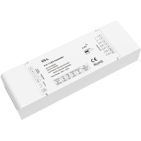 Controller striscia LED monocolore/CCT/RGB/RGBW/RGB+CCT 12-24V SKYDANCE V5-L Compatibile con pulsante e telecomando RF Monocolor / CCT / RGB / RGBW / RGBWW