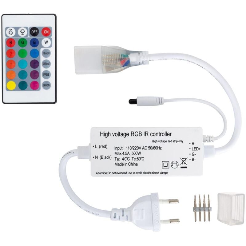 Image of Controller Striscia LED Neon 11 W/m RGB 220V AC 60 LED/m Semicircolare 180º IP67 Su Misura Taglio ogni 100 cm Bianco