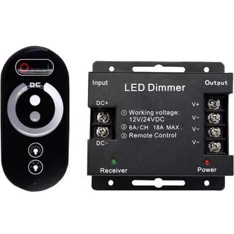 Controller touch LED 12V - DC 12V, wireless con telecomando, luce monocromatica adatta a tutte le luci LED DC dimmerabili - 18A
