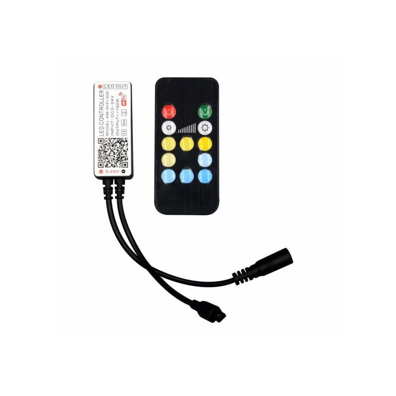 Image of Controller Wifi per Strip led 12V/24V Dimmerabile con Telecomando 24 Tasti Compatibile con Amazon Alexa e Google Home sku 2902 - V-tac
