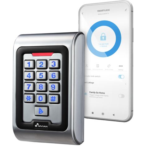 Controllo accesso autonomo NIVIAN Accesso tramite scheda EM, Pin e App Uscita relè, pulsante e campanello Wiegand 26 e WiFi  Controllo dei tempi App Tuya Smart per la gestione e le aperture