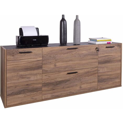 Contromobile con ante e cassetti "Da Vinci" in legno da ufficio arredamento per interno h 73 cm