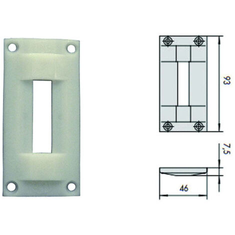 Contropiastra in nylon 06062 - mm.46x93 spessore mm.7,5 (06062) - 5 pz