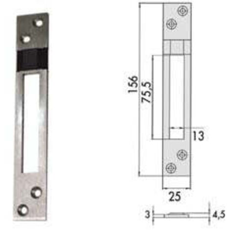 Contropiastra Per Serrature Infilare Profilati In Alluminio 06462 20 - mm.25x156, spessore mm.4,5 (0646220)
