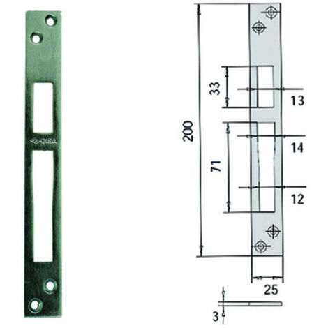Contropiastra per serrature infilare profilati in ferro 06232 20 - mm.25x200, spessore mm.3 (06232 20) - 5 pz