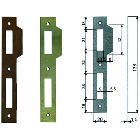 Contropiastra Ridotta Con Aletta Per Serratura A Bussola Bordo Quadro - acciaio ottonato verniciato (B.00570.05.03) - 5 pz