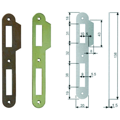 Contropiastra ridotta con aletta per serratura a bussola bordo tondo - Specifiche: acciaio ottonato verniciato (B.00570.09.03) - 5 pz