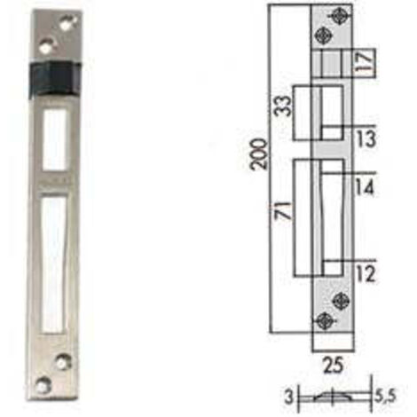 Contropiastre Per Serrature Infilare Profilati In Alluminio 06462 01 - mm.25x200, spessore mm.5,5 (0646201)