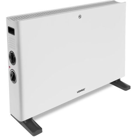 Convecteur électrique 2000W – Blanc – Avec Ventilateur Turbo - Thermostat réglable - 2 positions de chauffage – Pour des pièces jusqu'à 24m2 – Design moderne