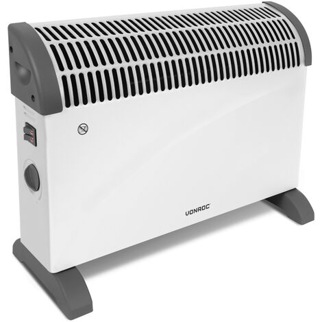 Convecteur électrique 2000W – Blanc - Thermostat réglable - 3 positions de chauffage – Pour des pièces jusqu'à 24m2 - Acier très épais