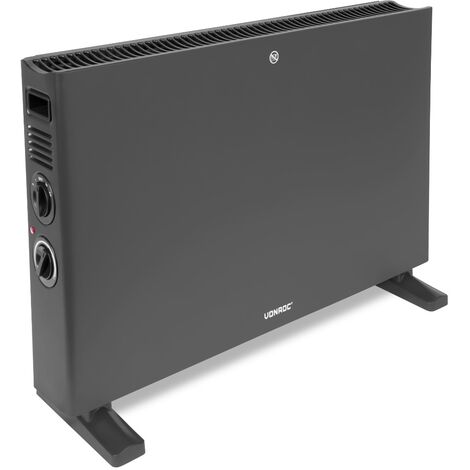 Convecteur électrique 2000W – Gris – Avec Ventilateur Turbo - Thermostat réglable - 2 positions de chauffage – Pour des pièces jusqu'à 24m2 – Design moderne