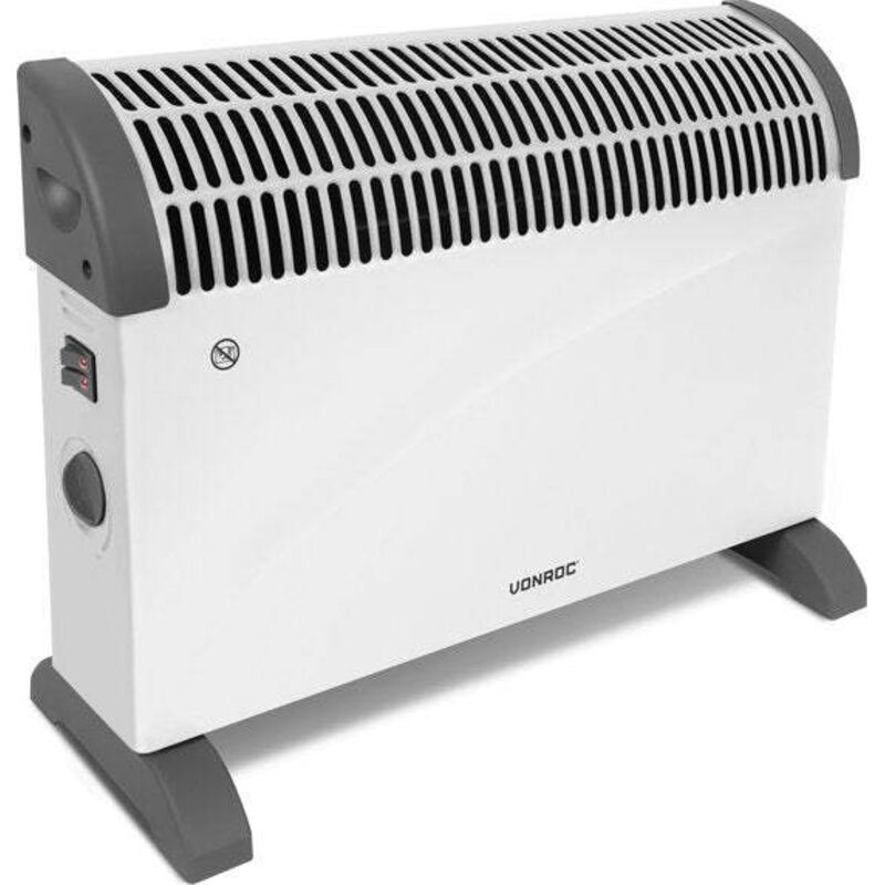 Convecteur électrique 2000W – Blanc - Thermostat réglable - 3 positions de chauffage – Pour des pièces jusqu'à 24m2 - Acier très épais