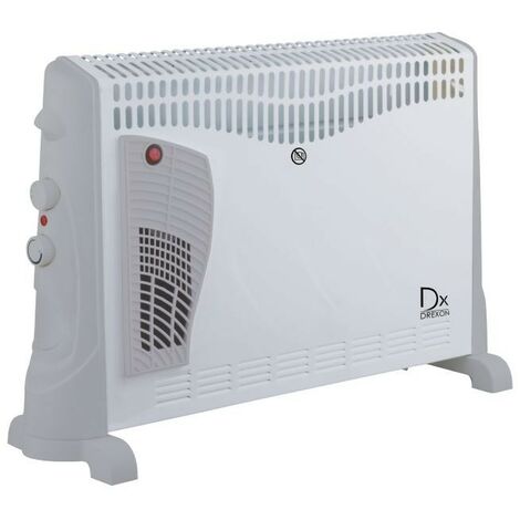 Convecteur mobile turbo 2000W – 3 allures de chauffe 750/1250/2000W – Thermostat mécanique – Dimensions 69.5x20x44.5cm – Blanc/ gris – Dx Drexon
