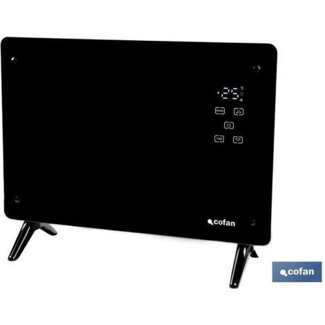 Convector radiante de panel de vidrio con mando a distancia y control desde app (1500W) 64x23x49cm