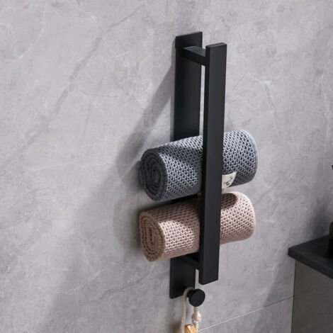 conventional black towel rack doesn't require drilling this bathroom towel hook is a guest towel holder and wall-mounted towel rack made of matte stainless steel.