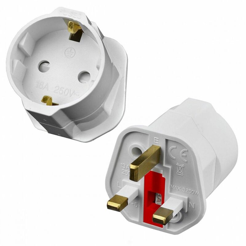

Conversor/adaptador/convertidor de enchufe de 2 pins euro a enchufe UK 3 pins con fusible incluido