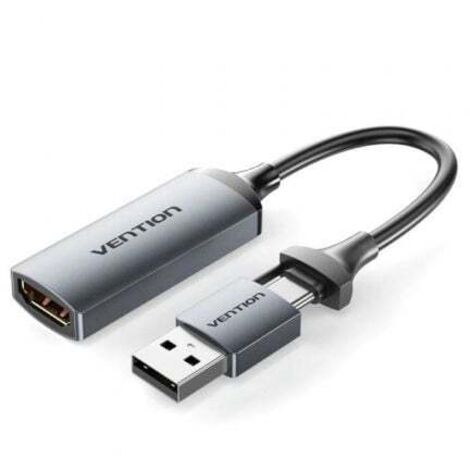 Conversor HDMI 4K 60Hz Vention ACWHA/ HDMI Hembra / USB Macho - USB Tipo-C Macho/ 480Mbps/ 10cm/ Negro