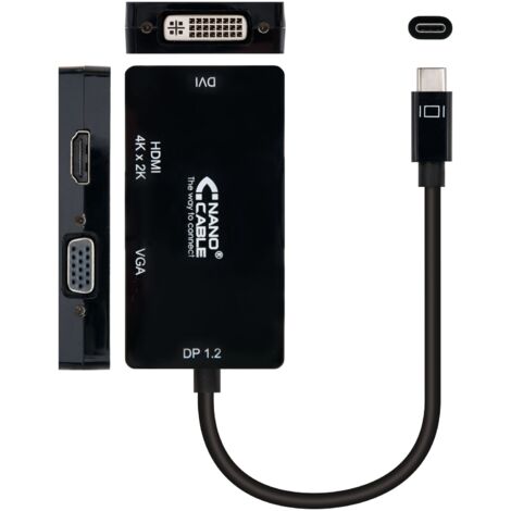 Conversor usb tipo c a vga - dvi - hdmi nanocable 10cm -  macho - hembra