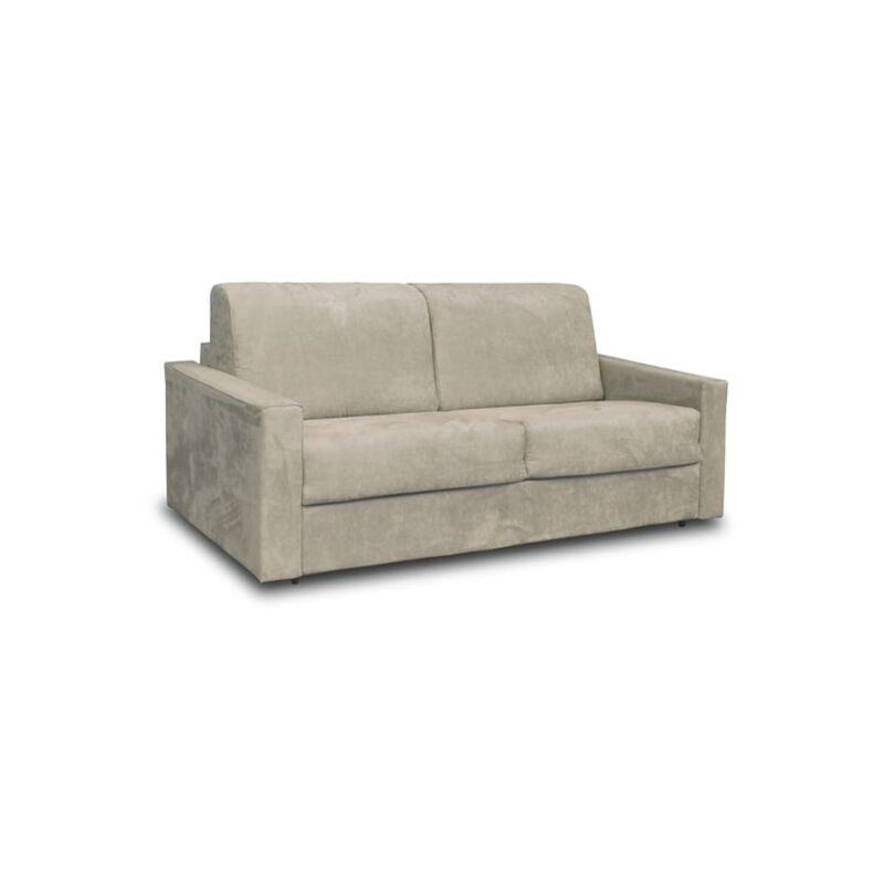 City - Canapé lit Détroit 3 pl microfibre beige matelas 140 28 kg/m3