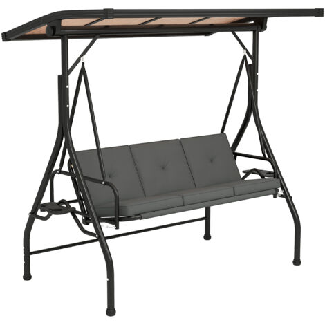 Convertible Three-Seater Swing Bench Bed - Dark Grey