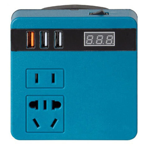 Convertidor de batería de litio de 120 W, multifuncional, de 21 V a 220 V CA, con doble motor, múltiples protecciones e indicador de voltaje.